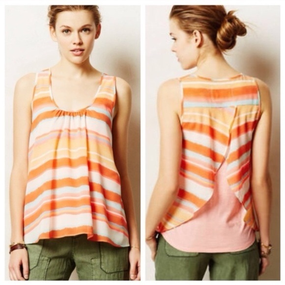 Anthropologie Meadow Rue Striped Sleeveless Top - Picture 2 of 11